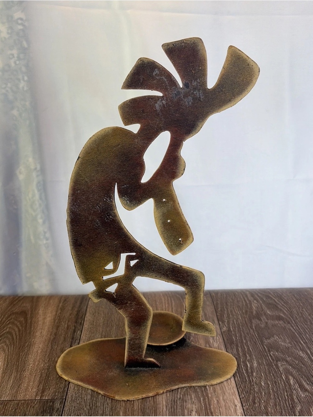 Kokopelli Native American Southwestern Metal Flute Player 12.5"  Figurine